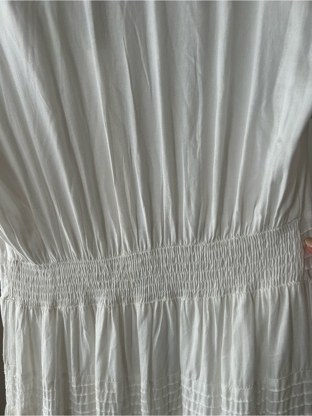 Maje White Button-Front Tiered Maxi Dress with Lace Trim - Picture 11 of 14